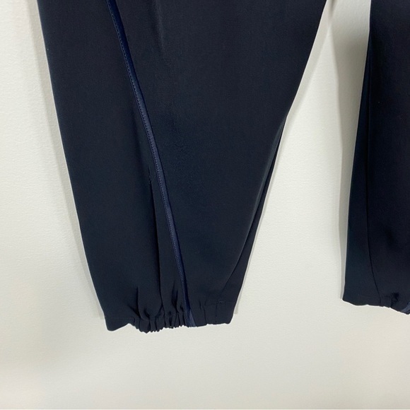 Vince‎ Medium Navy Blue Pull On Satin Troused Piped Wrap Seams Career - Picture 6 of 11